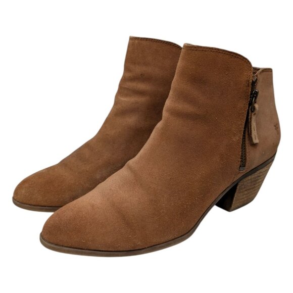 Frye Judith Suede Leather Booties Womens Brown Double Zip Ankle Boots Size 8 - Picture 6 of 13